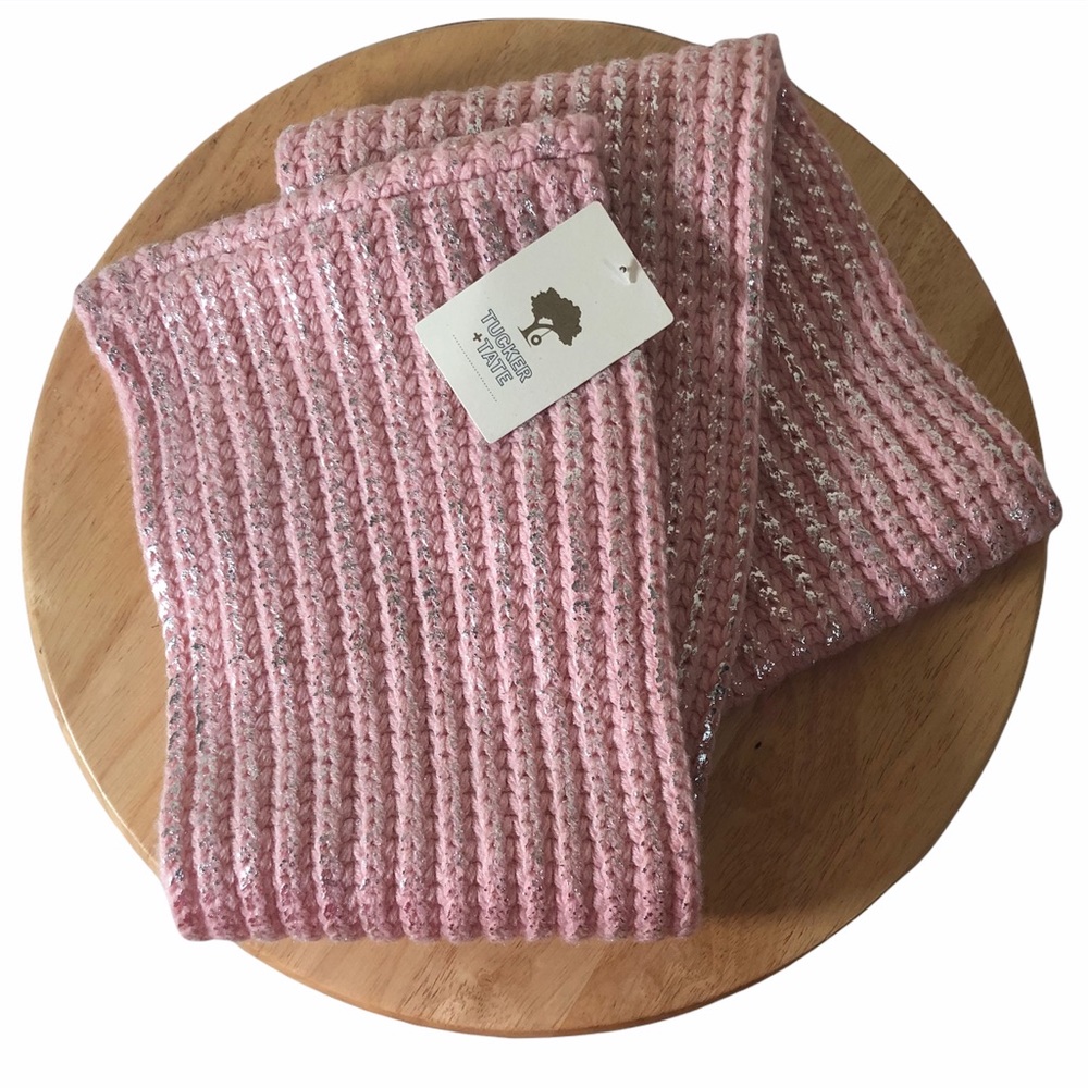 NWT Tucker & Tate Infinity Scarf Pink Silver Metallic Sweater Knit Sheen